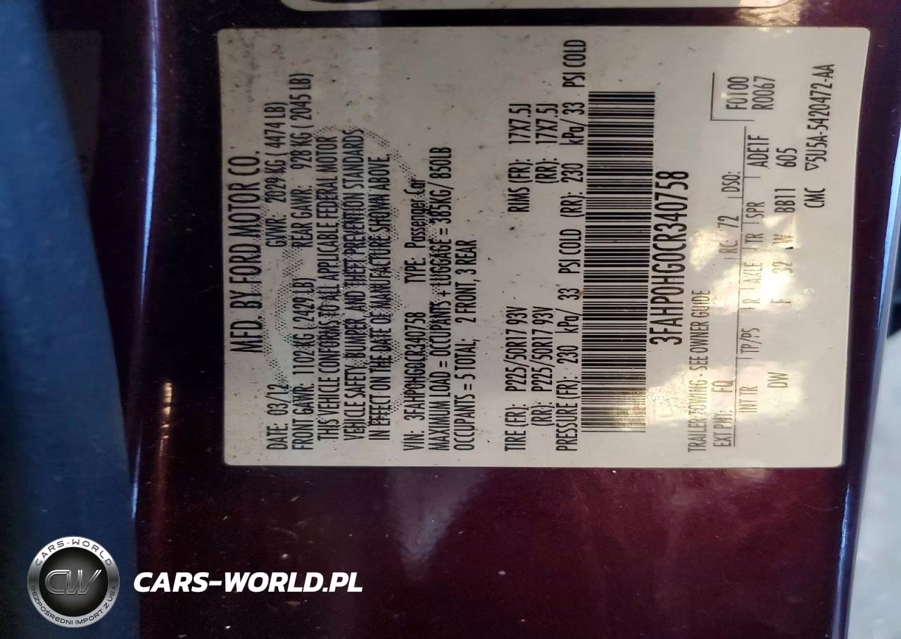 2012 Ford Fusion Se VIN:3FAHP0HG0CR340758 - 12