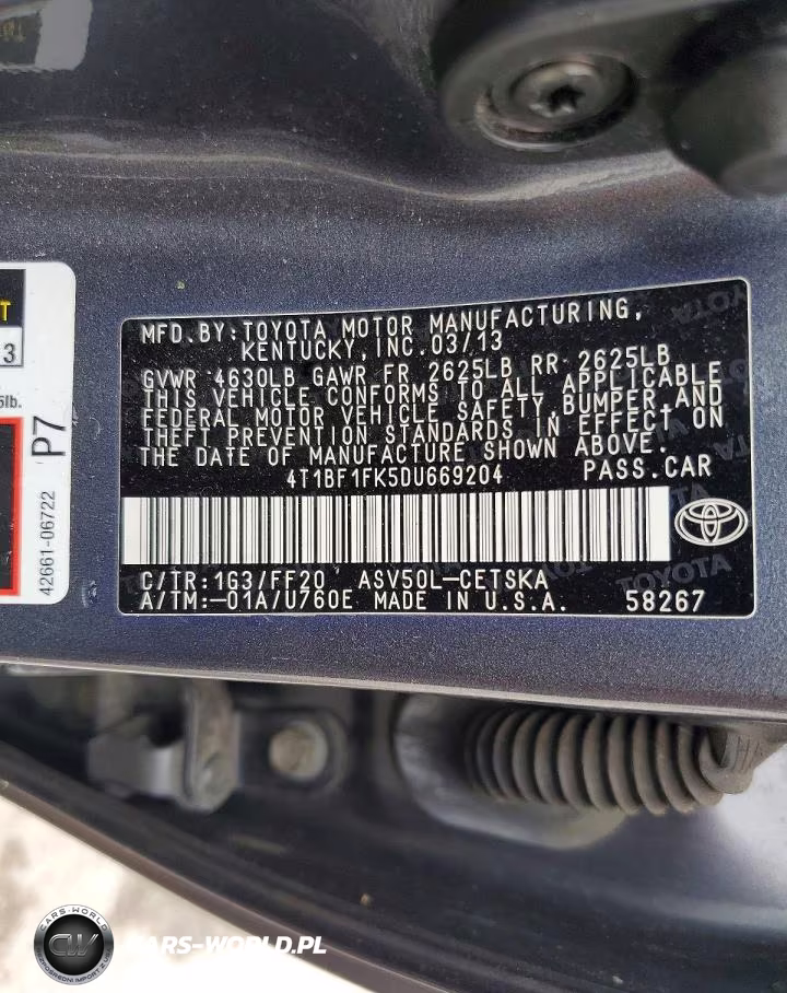 2013 Toyota Camry Se VIN:4T1BF1FK5DU669204 - 12