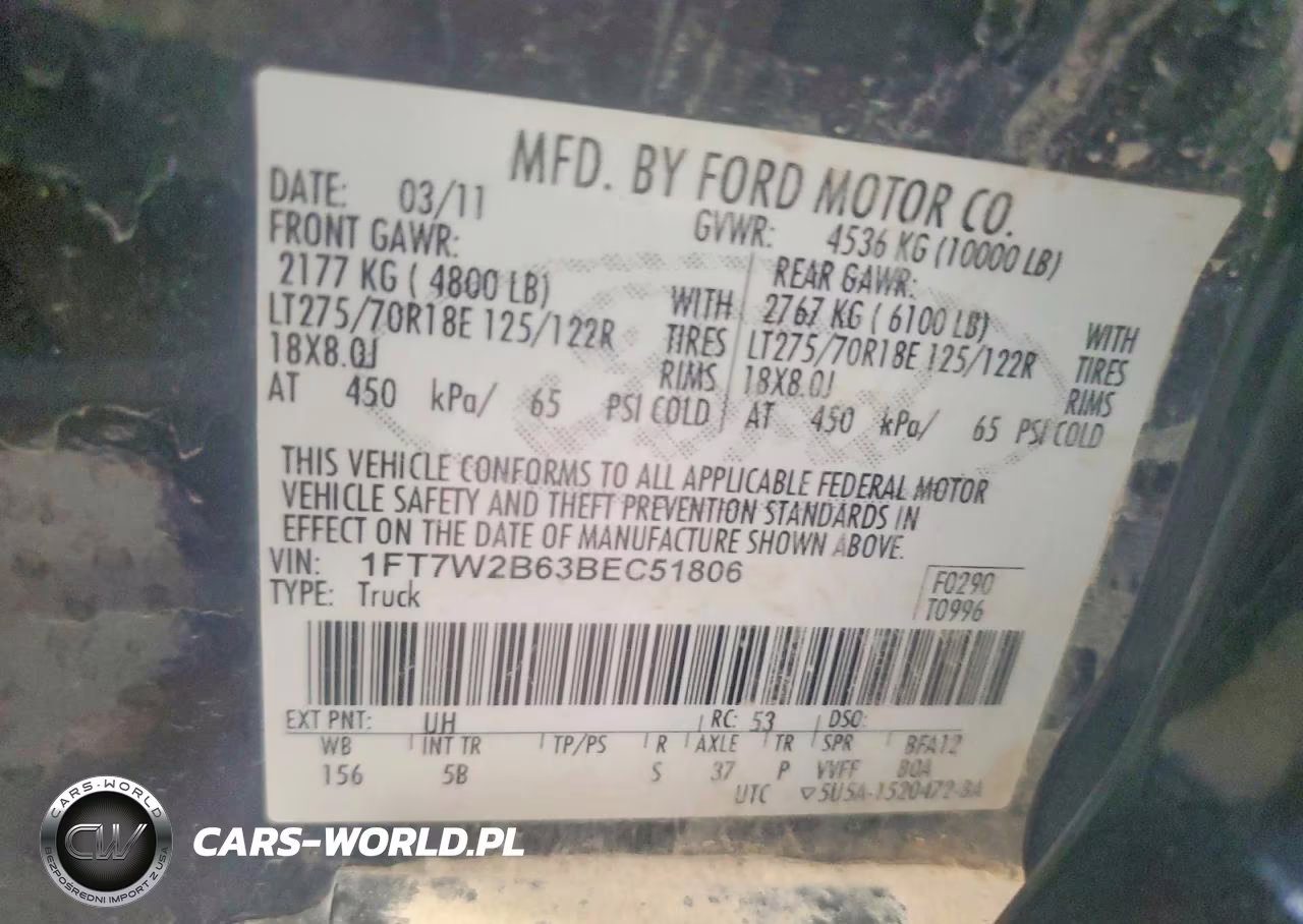 2011 Ford F250 Super Duty VIN:1FT7W2B63BEC51806 - 12