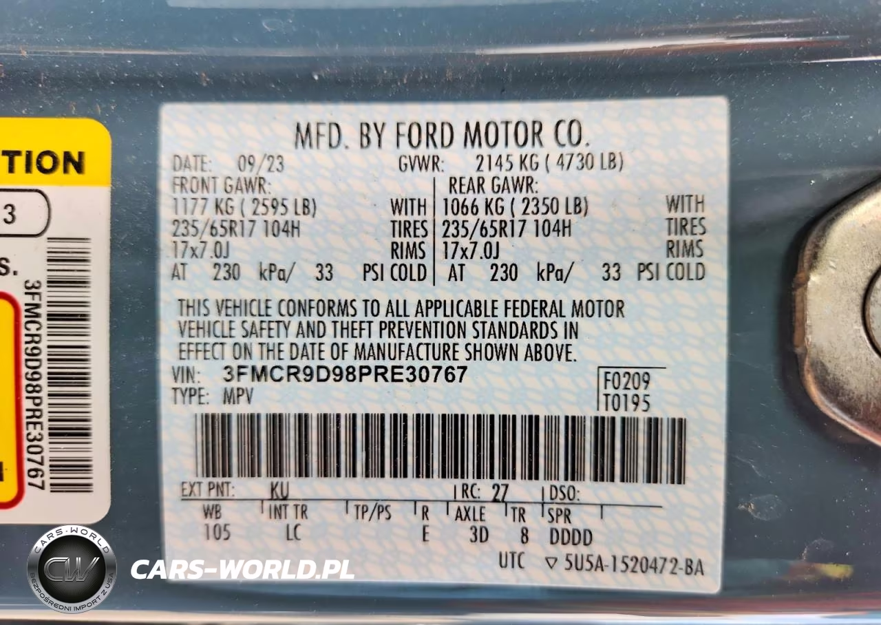 2023 Ford Bronco Sport Badlands VIN:3FMCR9D98PRE30767 - 12