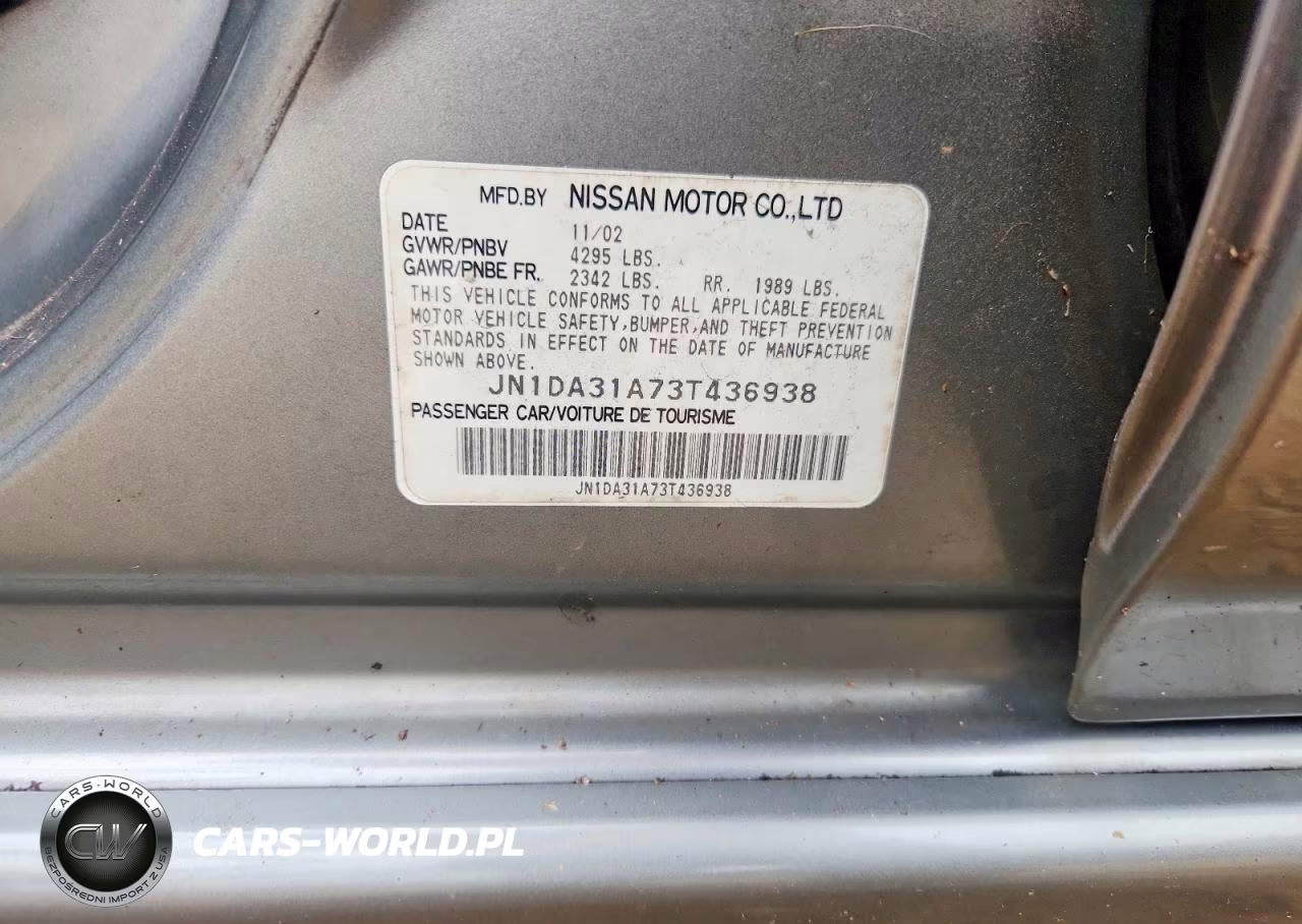 2003 Nissan Maxima Se VIN:JN1DA31A73T436938 - 12