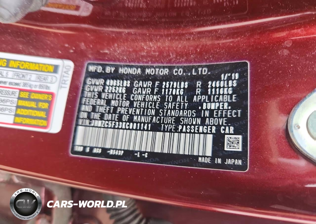 2019 Honda Clarity Touring VIN:JHMZC5F33KC001141 - 13