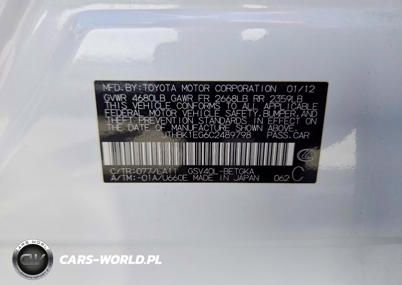 2012 Lexus Es 350 VIN:JTHBK1EG6C2489798 - 13