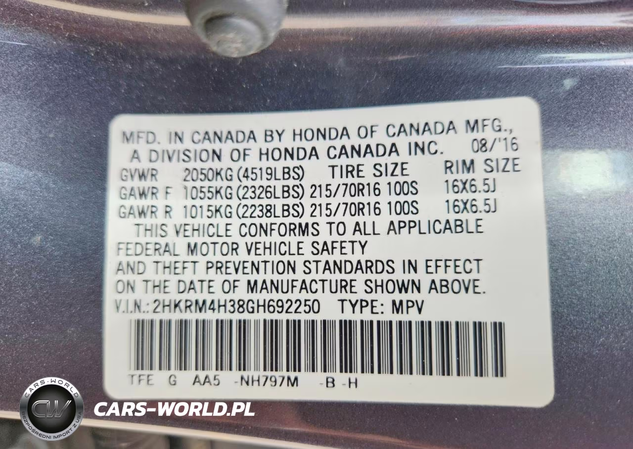 2016 Honda Cr-V Lx VIN:2HKRM4H38GH692250 - 13