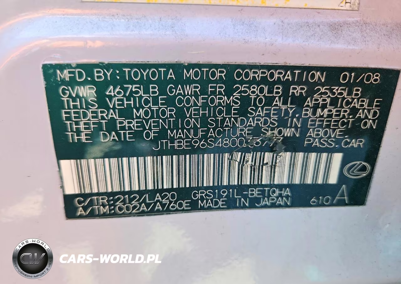 2008 Lexus Gs 350 VIN:JTHBE96S480033777 - 13