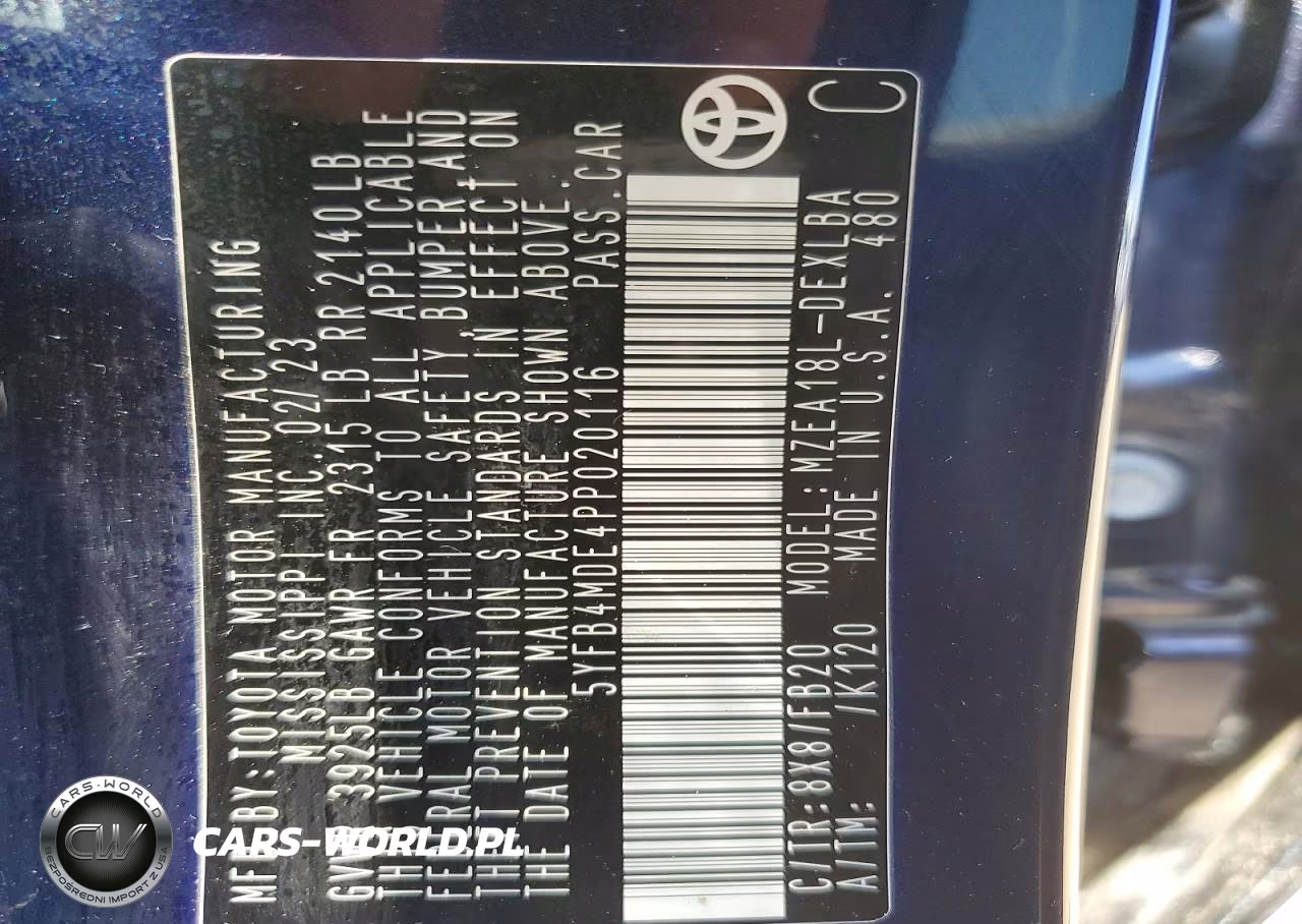 2023 Toyota Corolla Le VIN:5YFB4MDE4PP020116 - 12