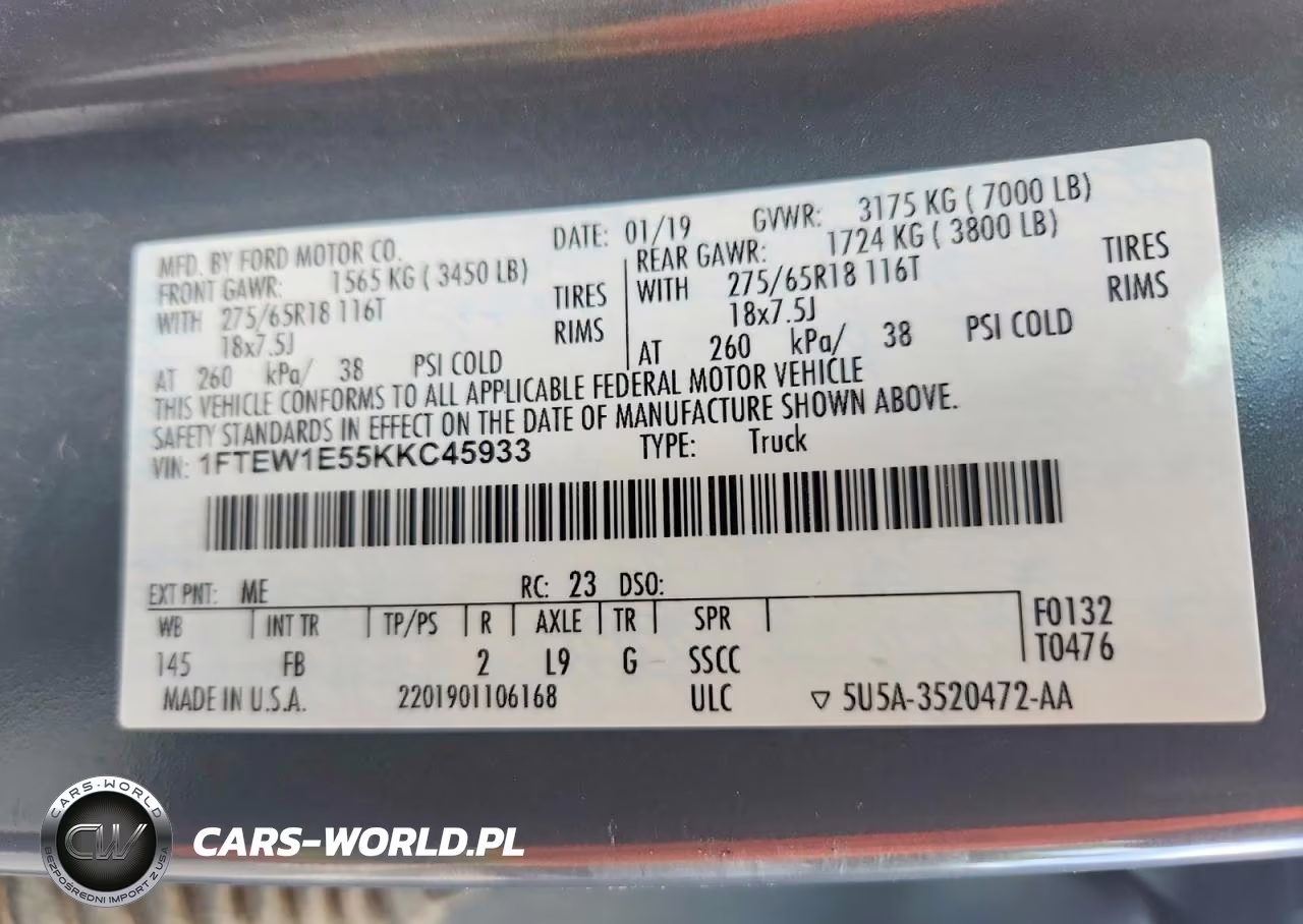 2019 Ford F150 Supercrew VIN:1FTEW1E55KKC45933 - 12