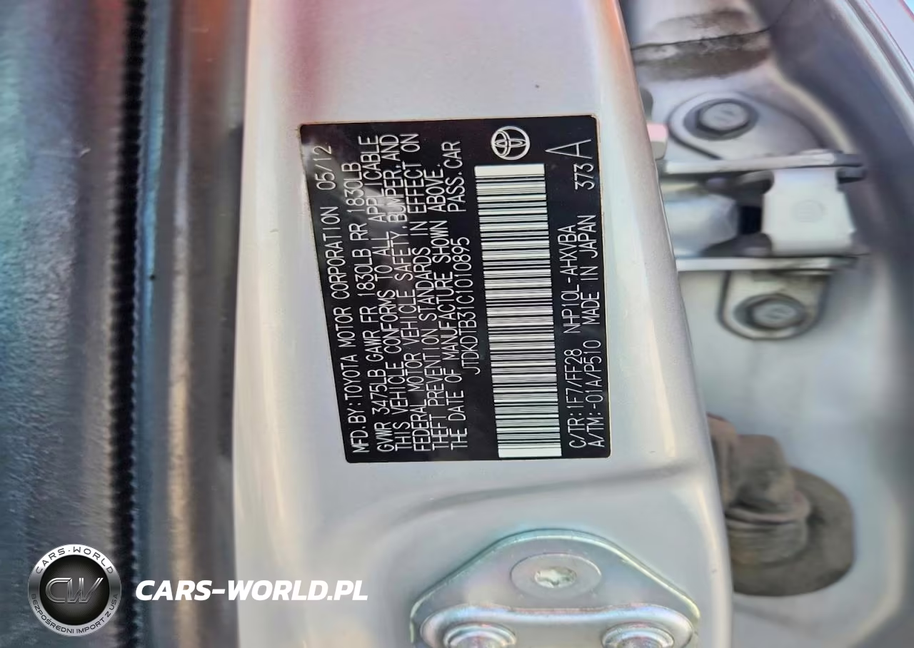 2012 Toyota Prius C Two VIN:JTDKDTB31C1010895 - 12