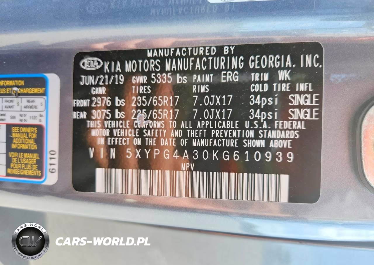 2019 Kia Sorento L VIN:5XYPG4A30KG610939 - 13