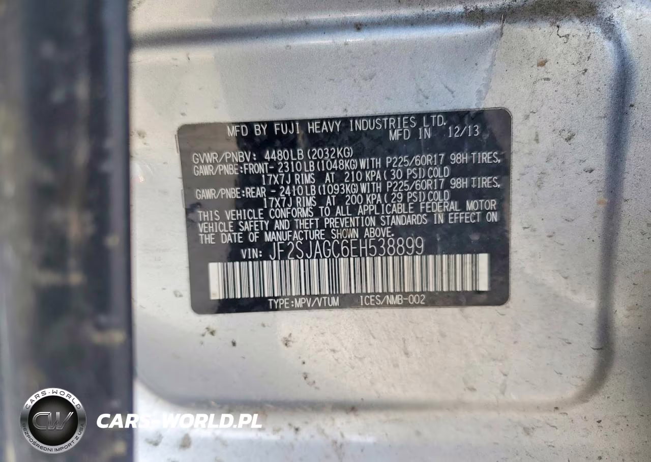 2014 Subaru Forester 2.5I Premium VIN:JF2SJAGC6EH538899 - 12