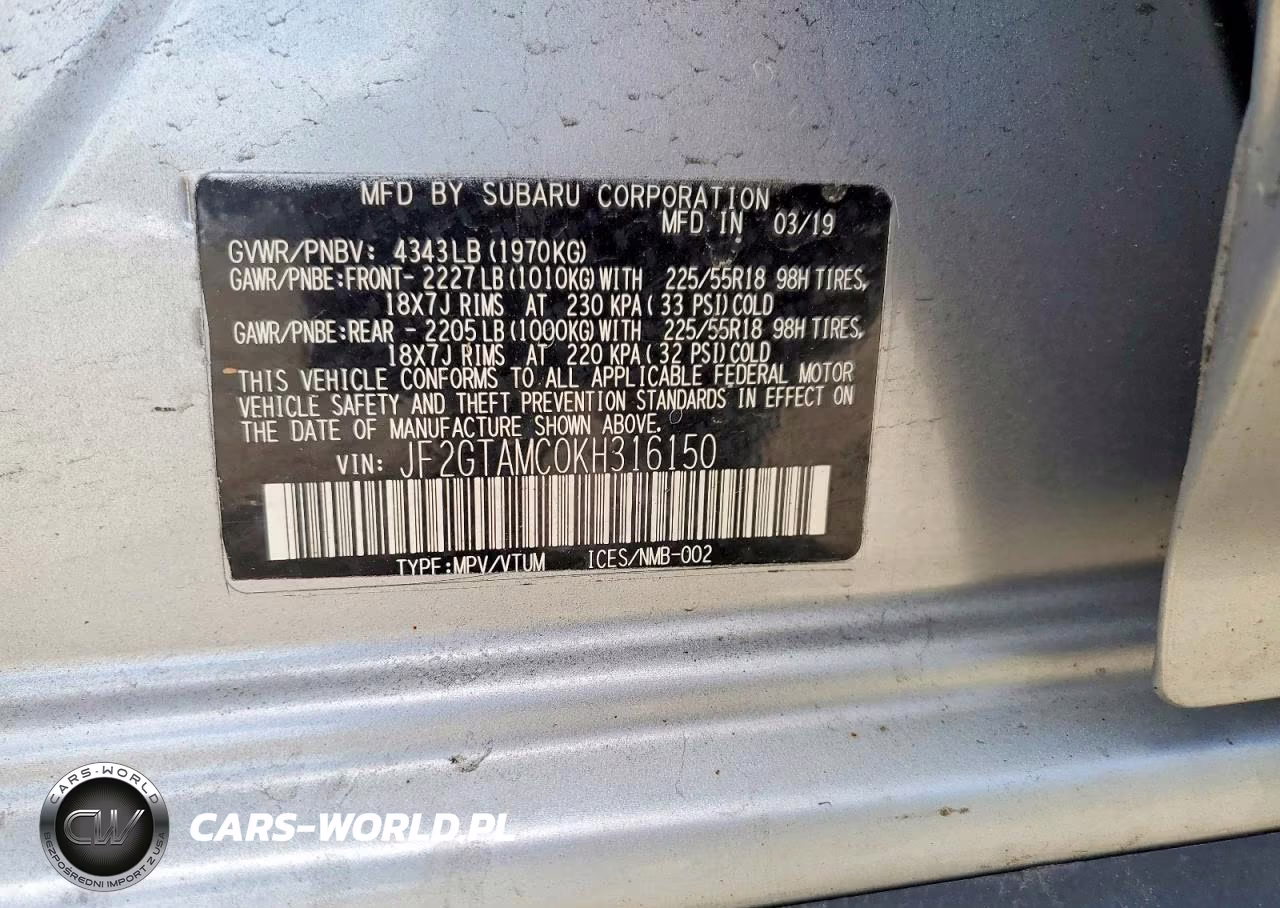 2019 Subaru Crosstrek Limited VIN:JF2GTAMC0KH316150 - 13