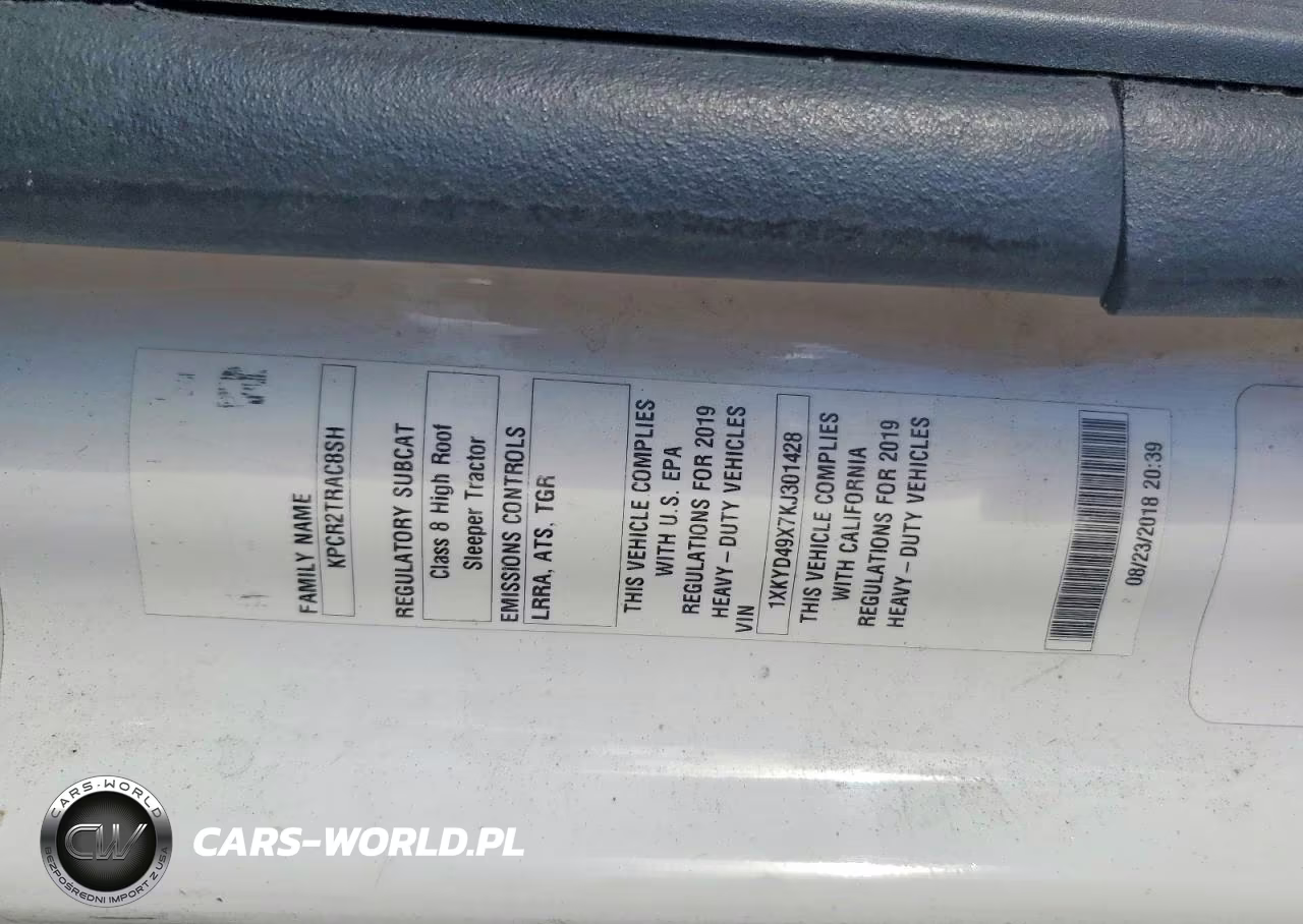 2019 Kenworth Construction T680 VIN:1XKYD49X7KJ301428 - 10