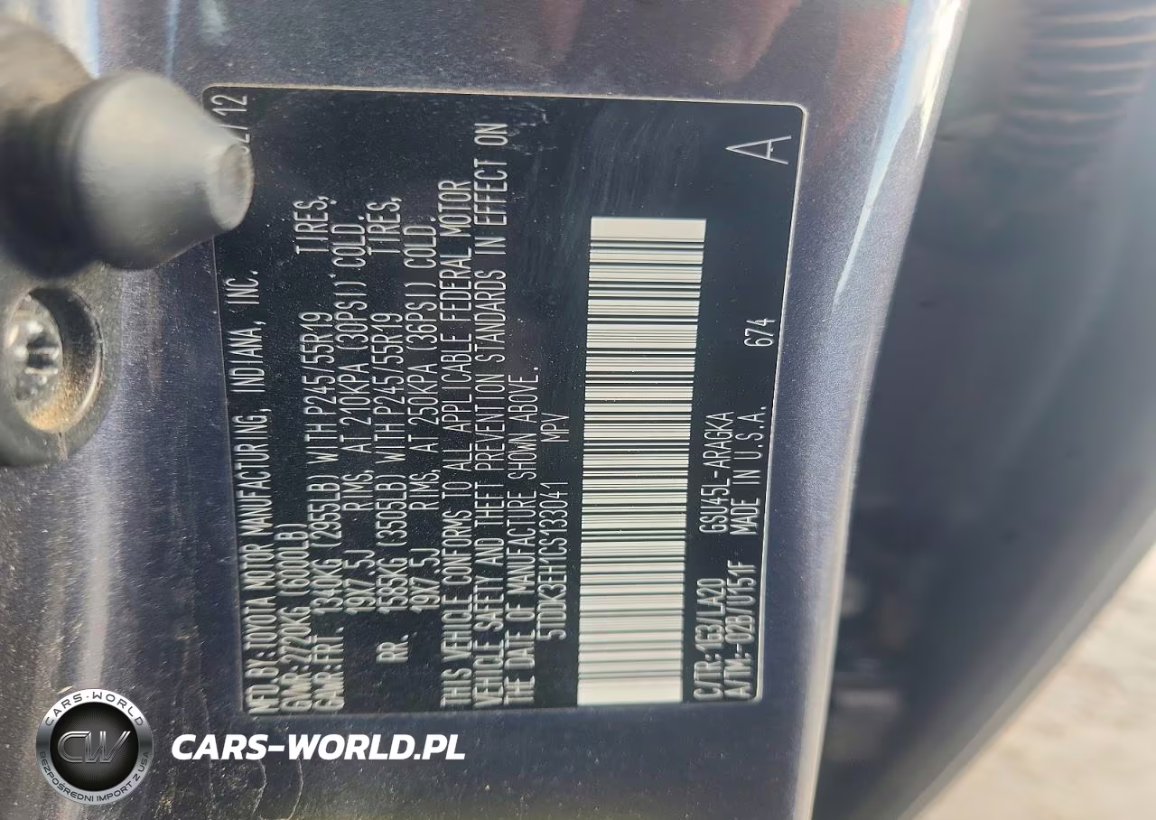 2012 Toyota Highlander Limited VIN:5TDDK3EH1CS133041 - 13