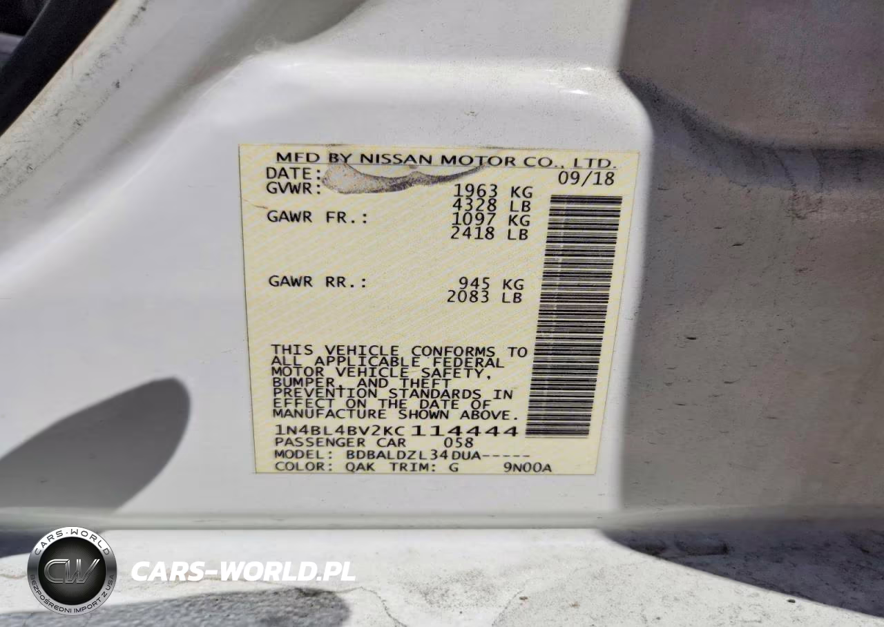 2019 Nissan Altima S VIN:1N4BL4BV2KC114444 - 13