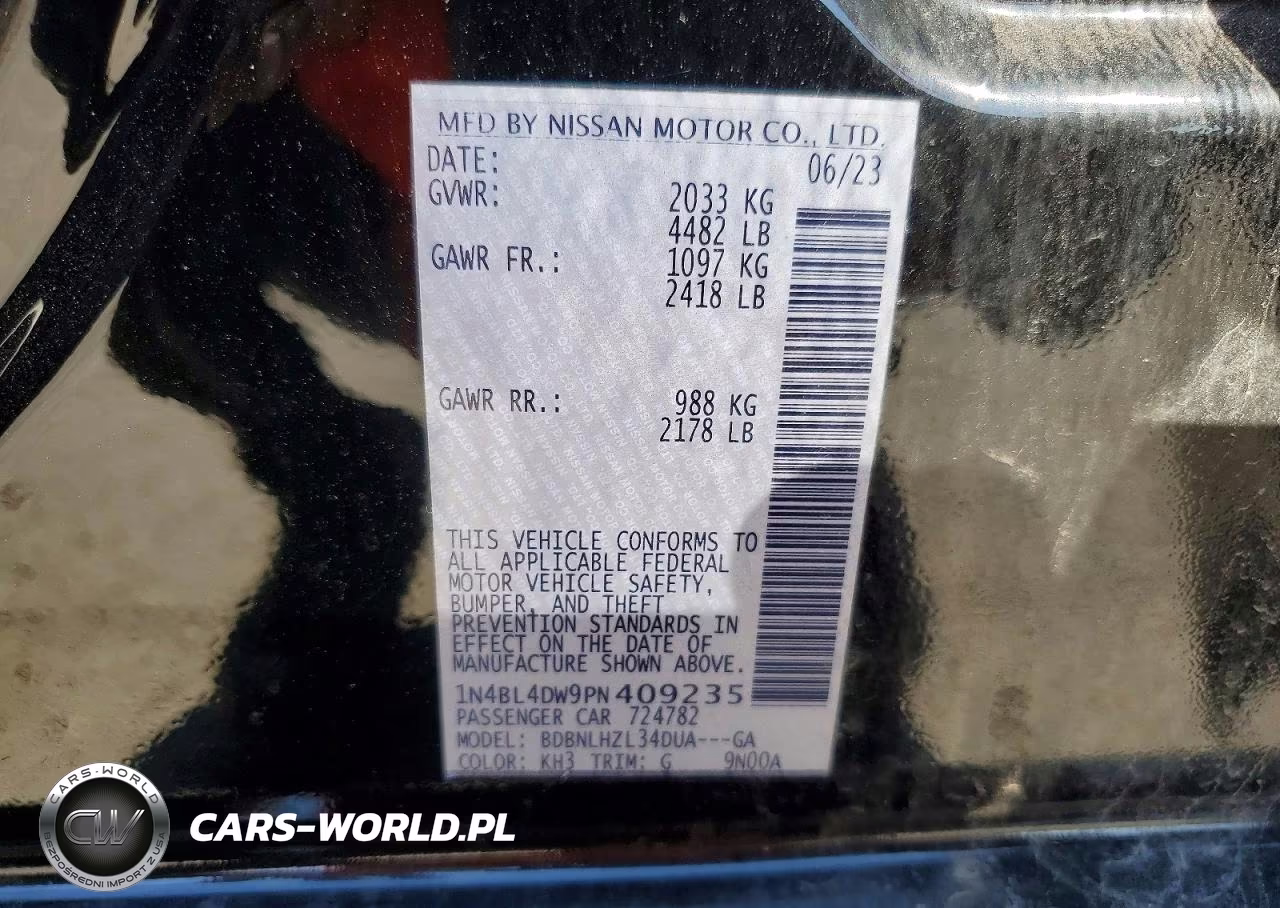 2023 Nissan Altima Sv VIN:1N4BL4DW9PN409235 - 13