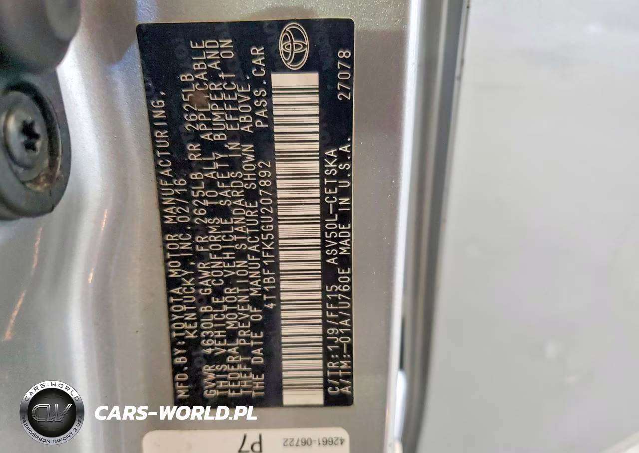 2016 Toyota Camry Se VIN:4T1BF1FK5GU207892 - 12
