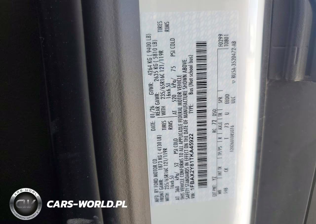 2026 Ford Transit T-350 VIN:1FBAX2Y81TKA45922 - 13