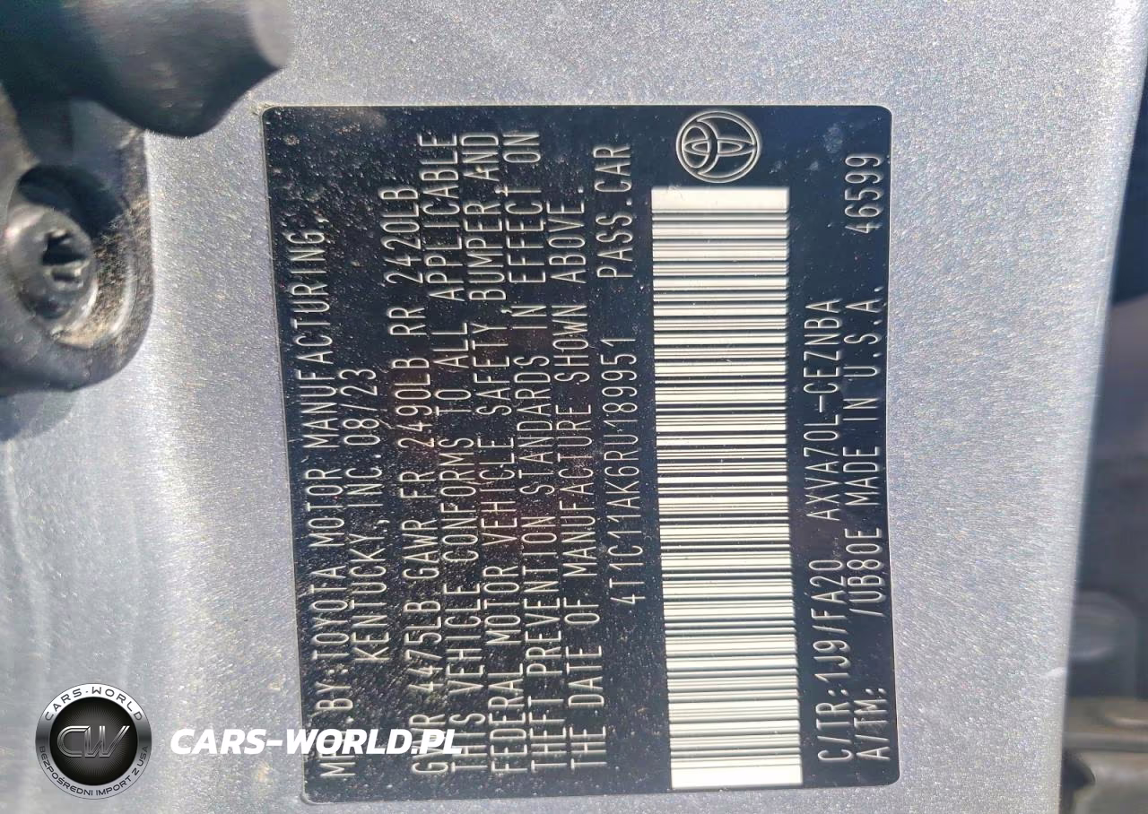 2024 Toyota Camry Le VIN:4T1C11AK6RU189951 - 12