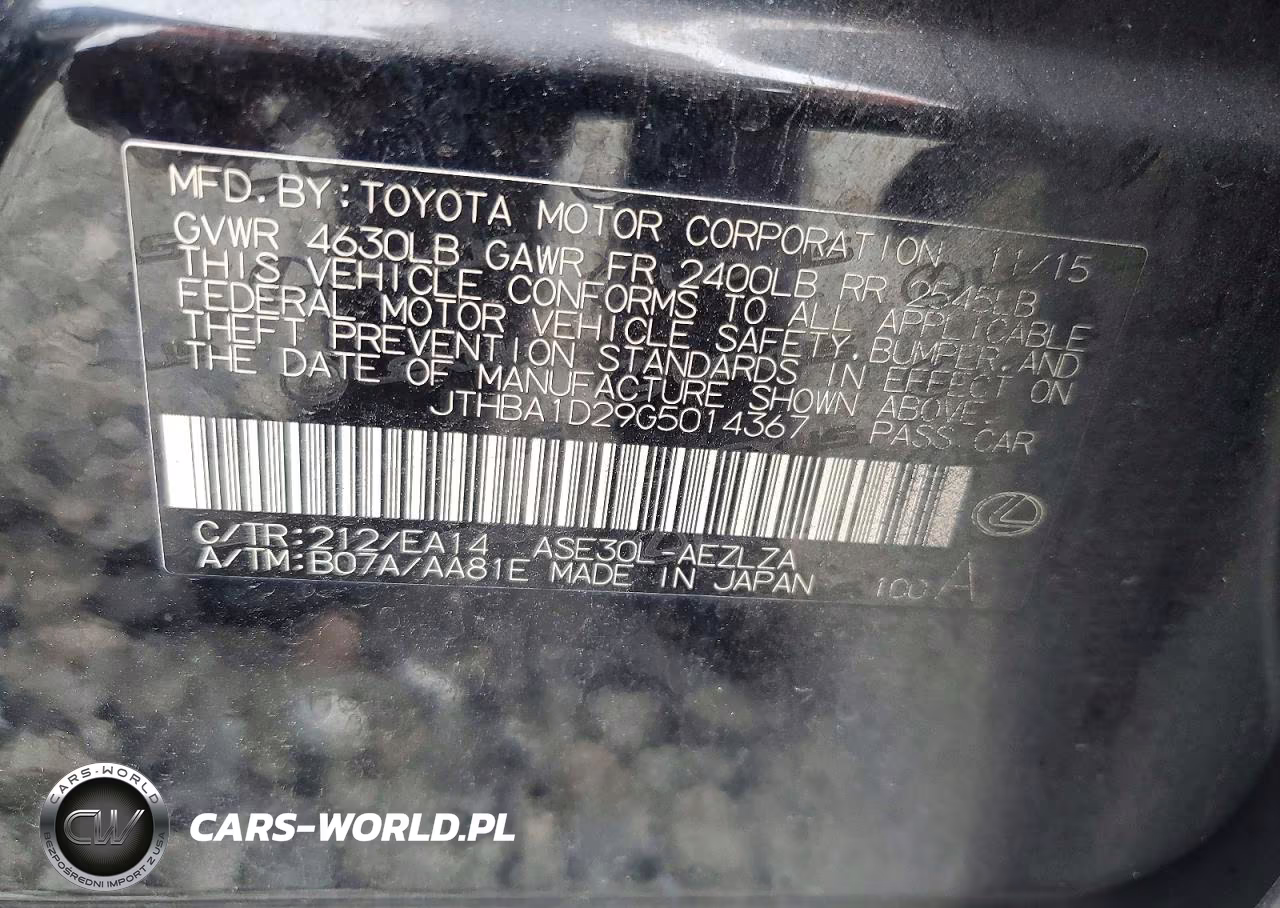 2016 Lexus Is 200T VIN:JTHBA1D29G5014367 - 12