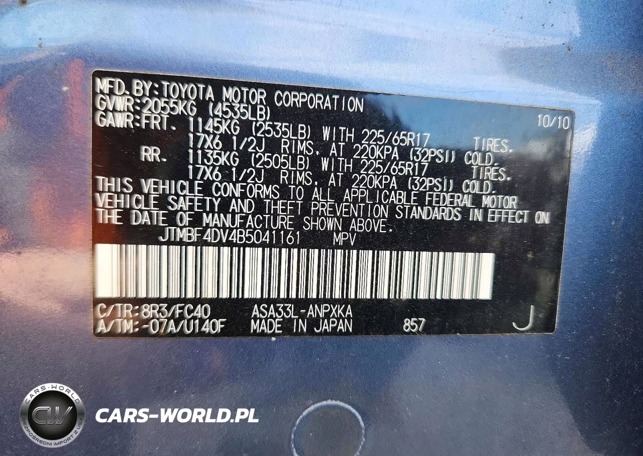 2011 Toyota Rav4 Base VIN:JTMBF4DV4B5041161 - 12