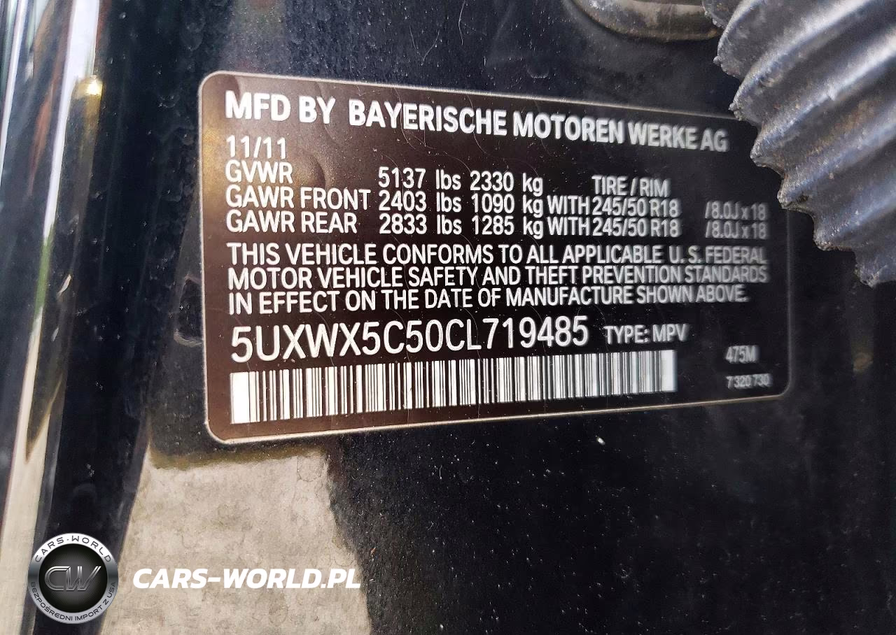 2012 BMW X3 xDrive28I VIN:5UXWX5C50CL719485 - 12