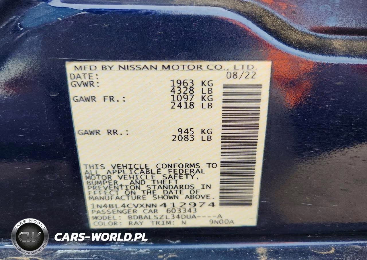 2022 Nissan Altima Sr VIN:1N4BL4CVXNN412974 - 13