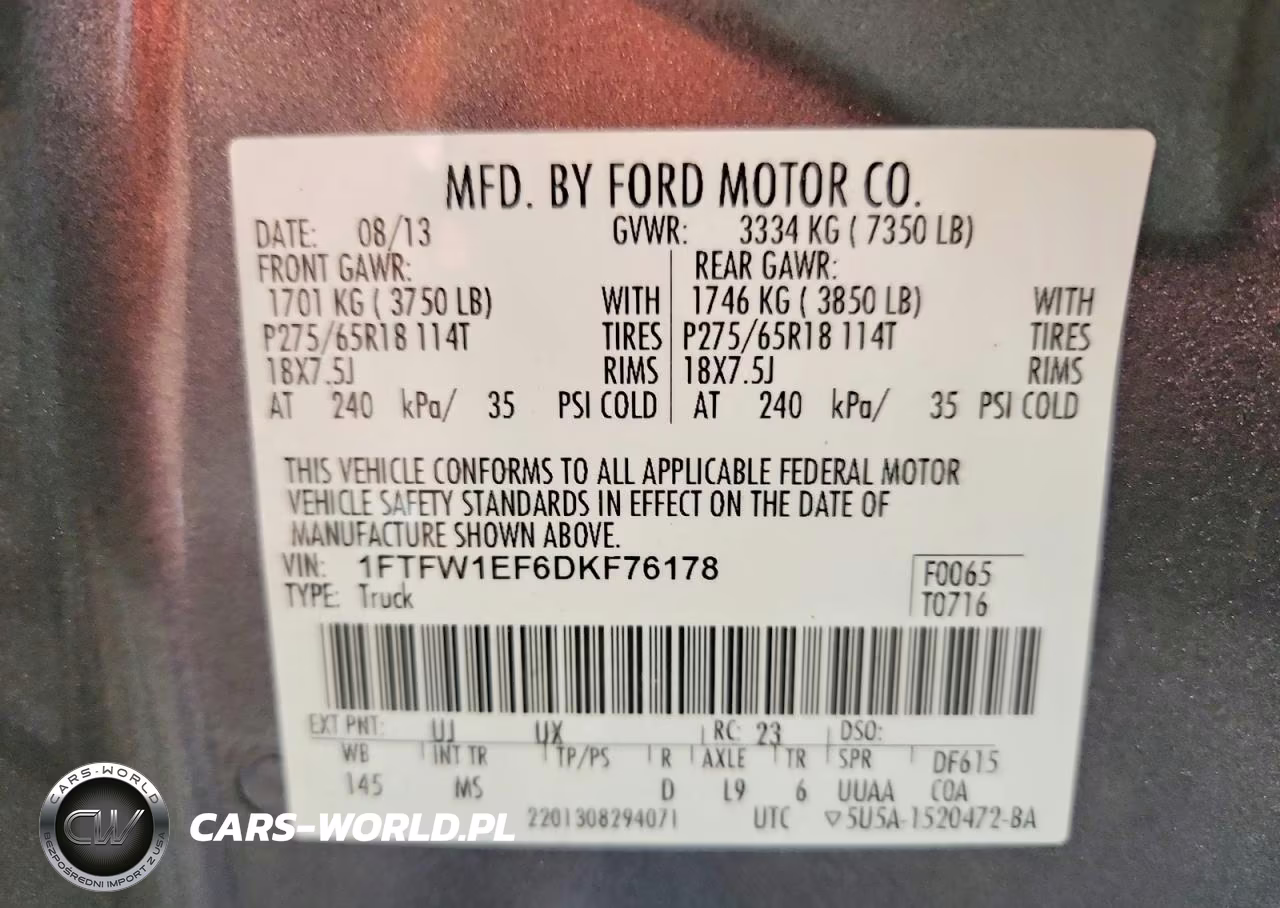 2013 Ford F150 Supercrew VIN:1FTFW1EF6DKF76178 - 12