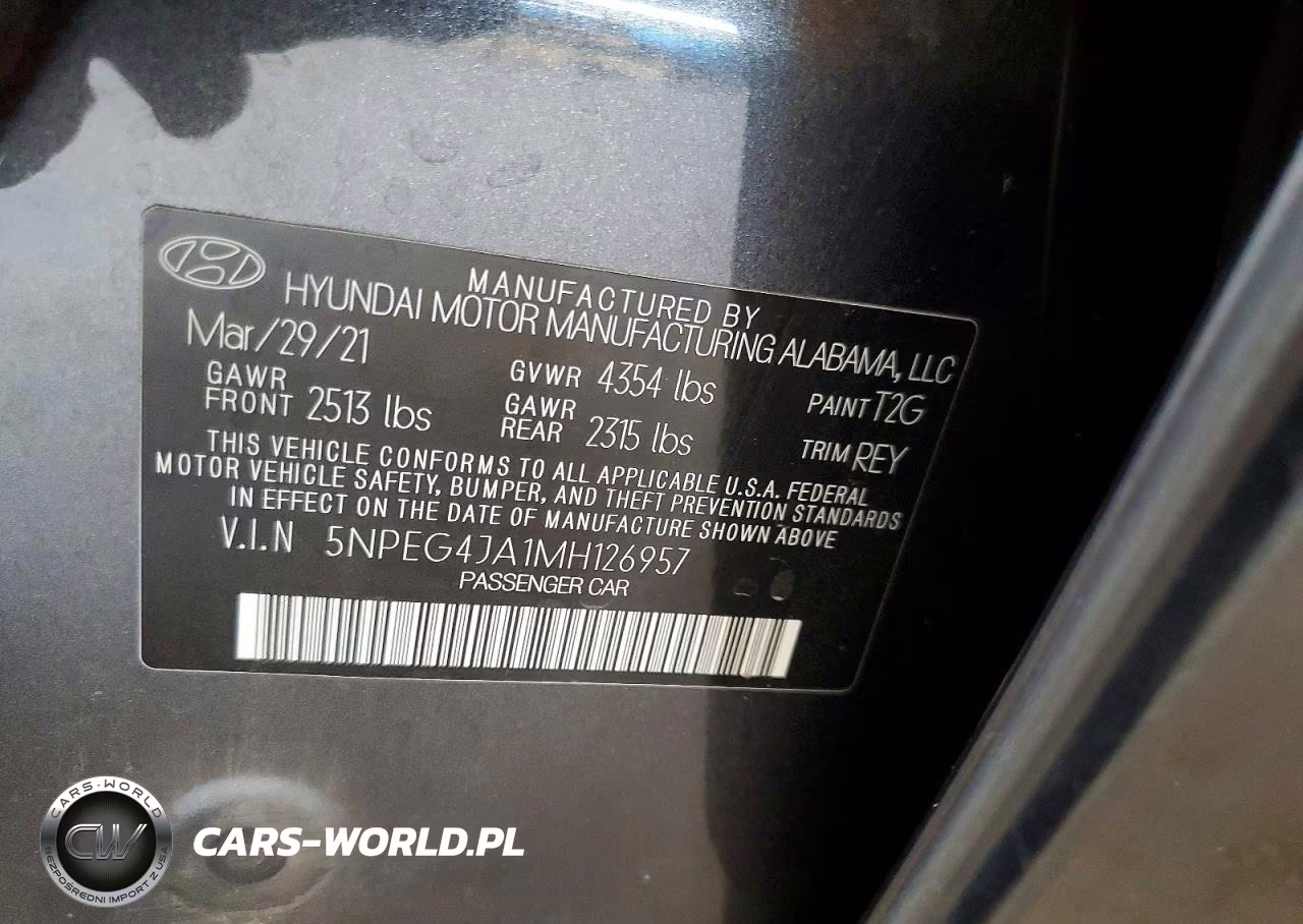 2021 Hyundai Sonata Se VIN:5NPEG4JA1MH126957 - 13