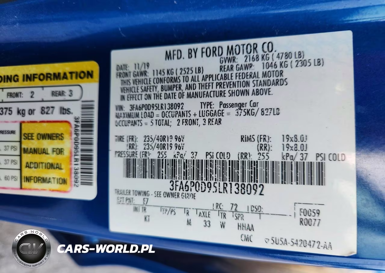 2020 Ford Fusion VIN:3FA6P0D95LR138092 - 12