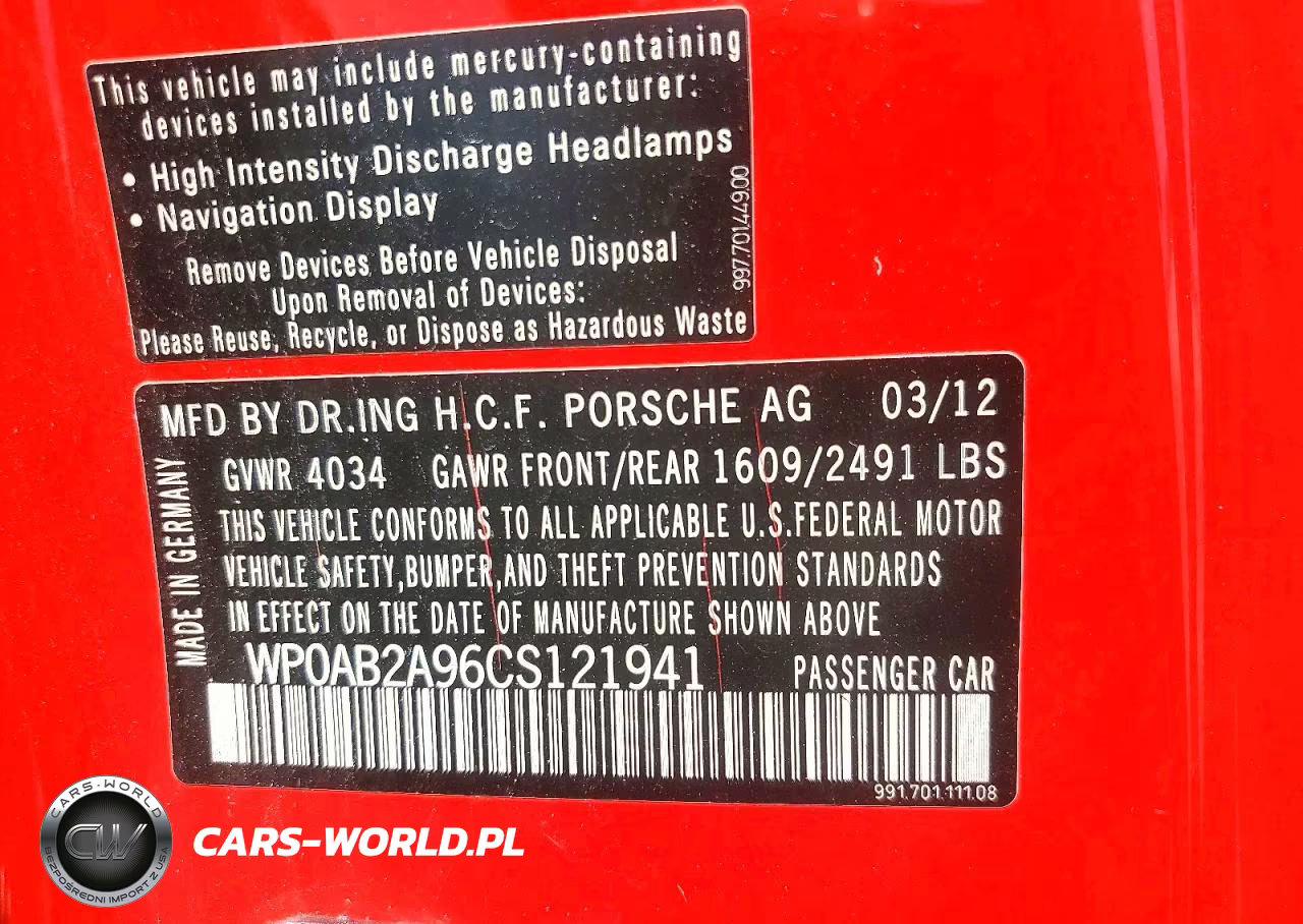 2012 Porsche 911 Carrera S VIN:WP0AB2A96CS121941 - 12