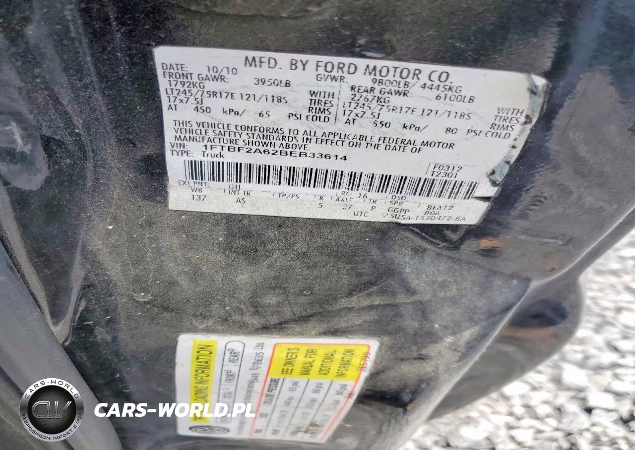 2011 Ford F250 Super Duty VIN:1FTBF2A62BEB33614 - 12