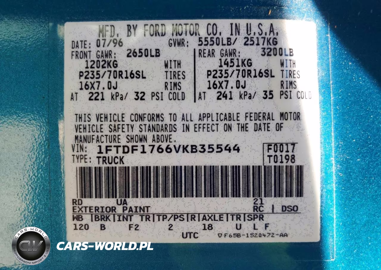 1997 Ford F150 VIN:1FTDF1766VKB35544 - 12