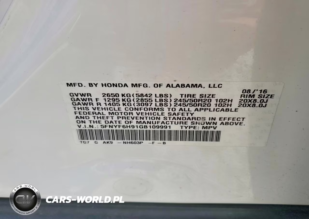 2016 Honda Pilot Touring VIN:5FNYF6H91GB109991 - 13