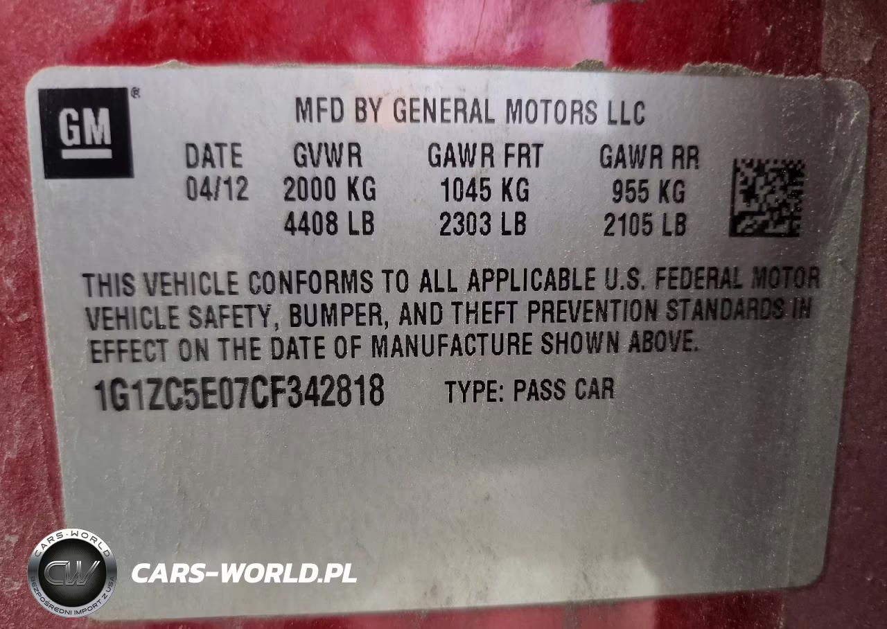 2012 Chevrolet Malibu 1Lt VIN:1G1ZC5E07CF342818 - 12
