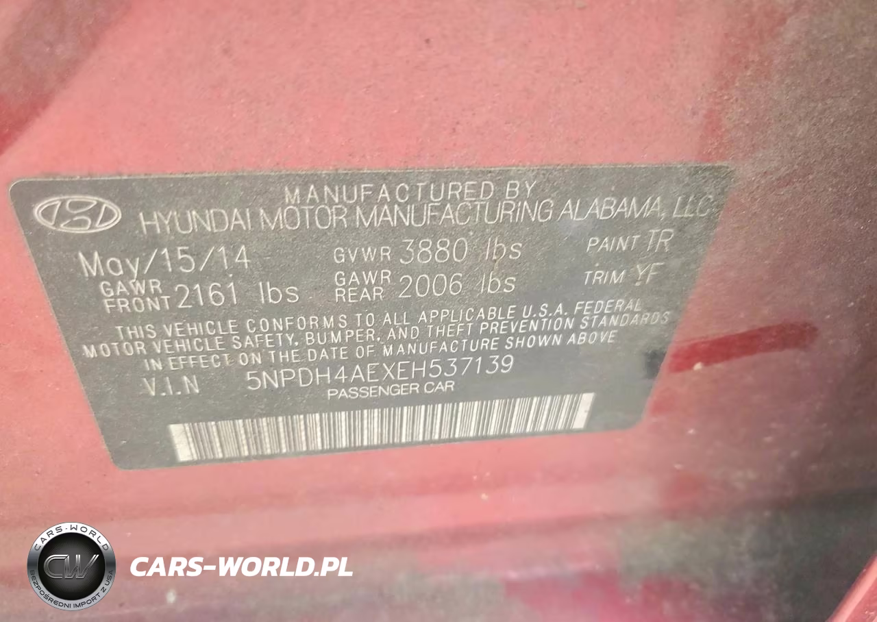 2014 Hyundai Elantra Se VIN:5NPDH4AEXEH537139 - 12