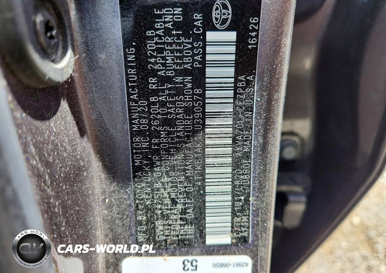 2020 Toyota Camry Xse VIN:4T1K61AK1LU390578 - 12