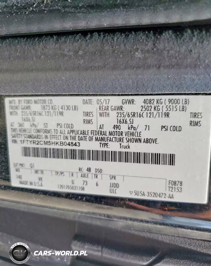 2017 Ford Transit T-250 VIN:1FTYR2CM5HKB04843 - 14