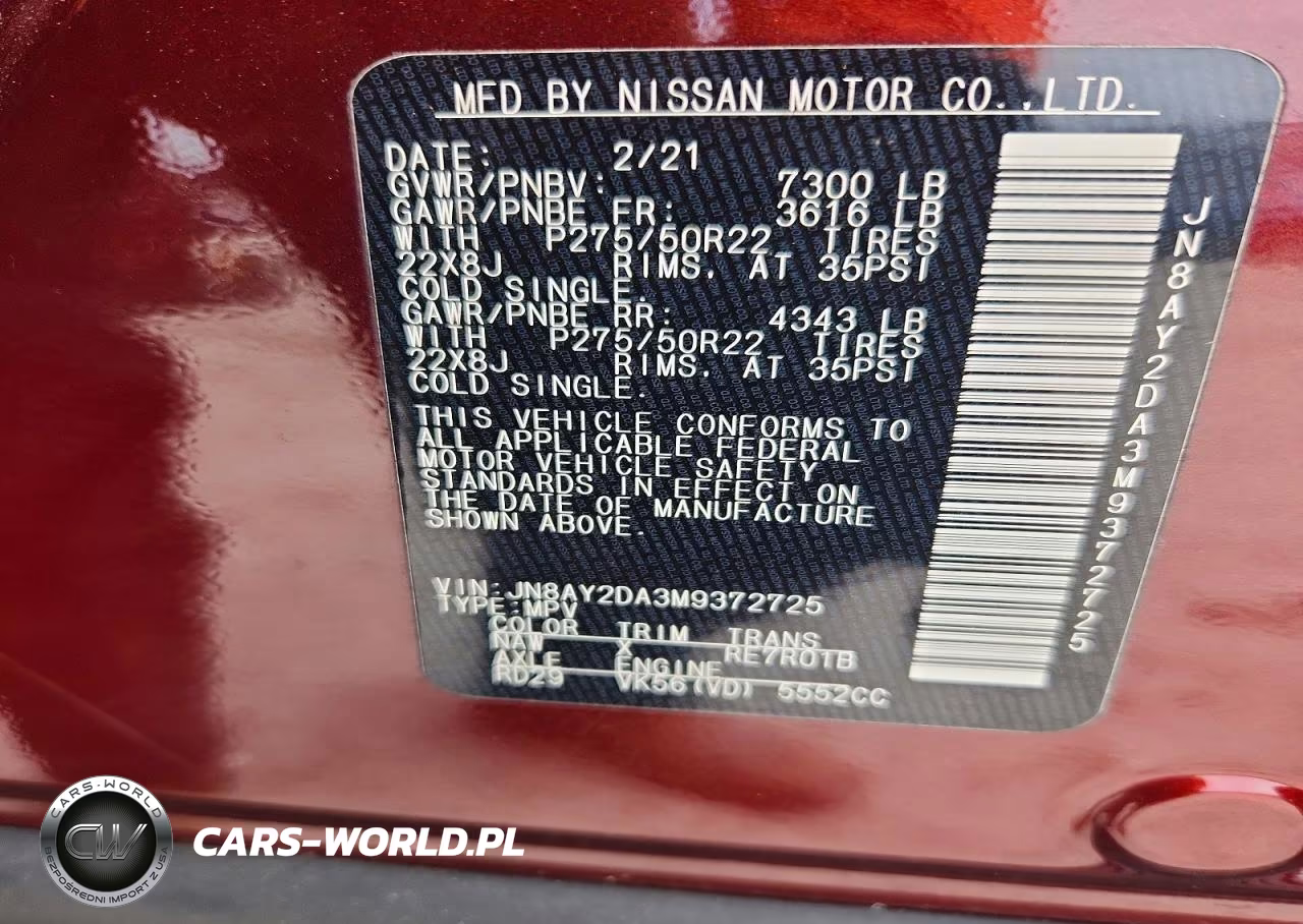 2021 Nissan Armada Platinum VIN:JN8AY2DA3M9372725 - 14