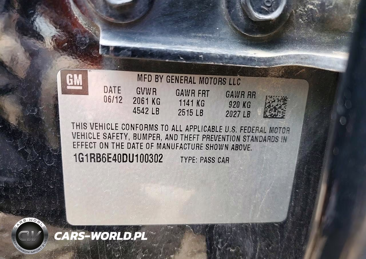 2013 Chevrolet Volt VIN:1G1RB6E40DU100302 - 12