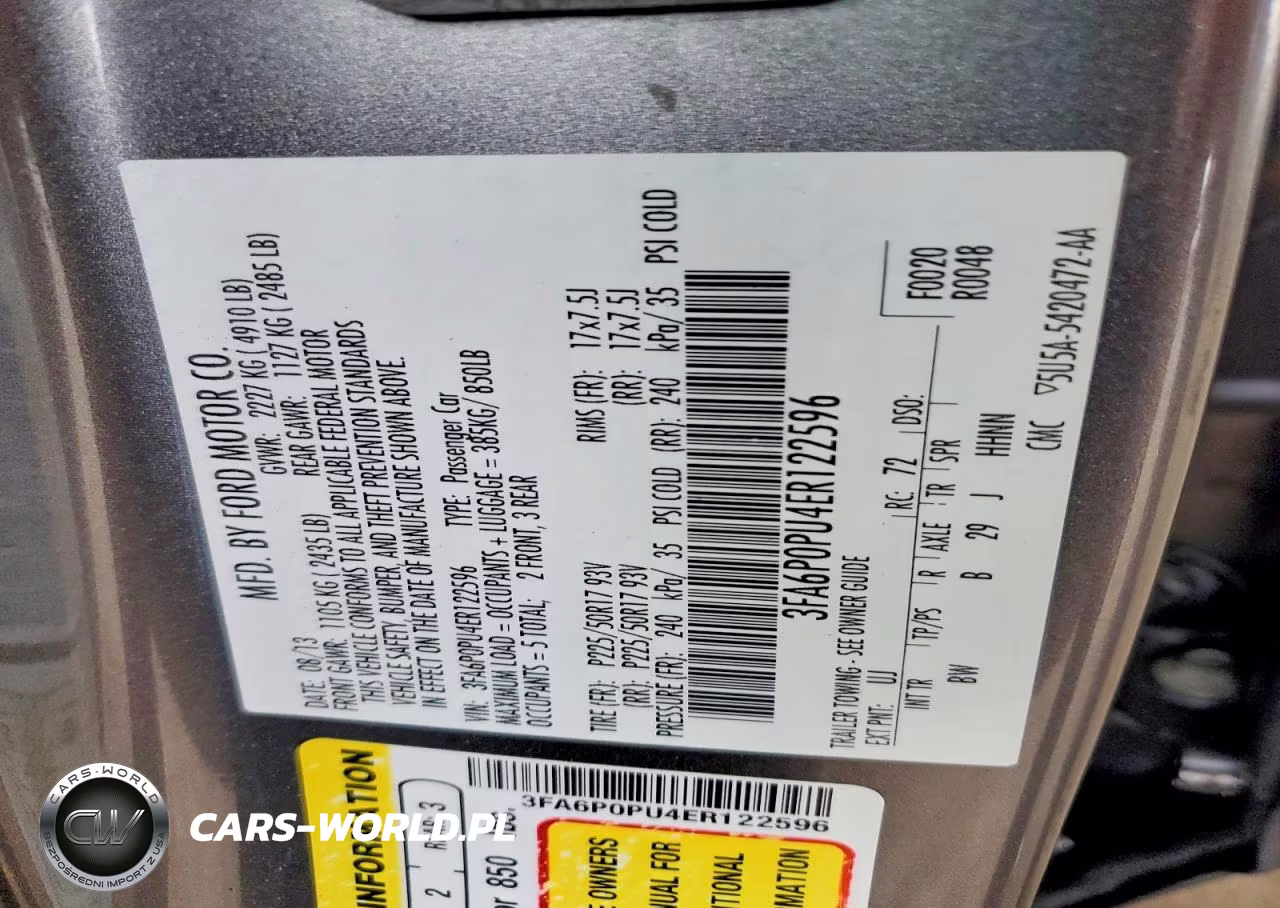2014 Ford Fusion Se Phev VIN:3FA6P0PU4ER122596 - 12