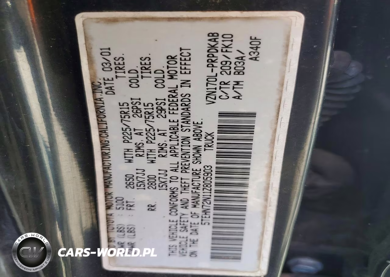 2001 Toyota Tacoma Double Cab VIN:5TEHN72N11Z805903 - 12