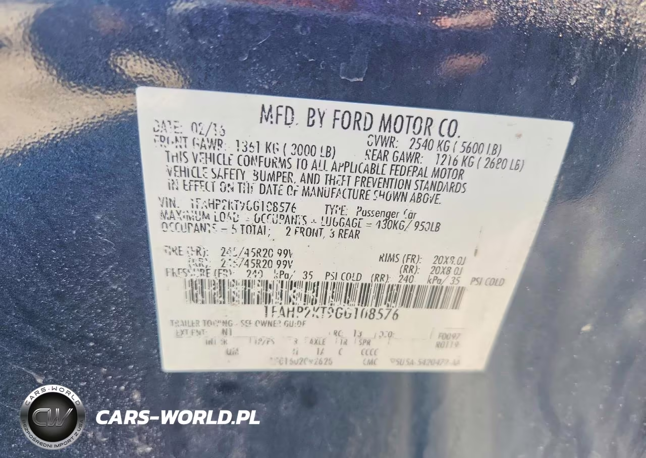 2016 Ford Taurus Sho VIN:1FAHP2KT9GG108576 - 12