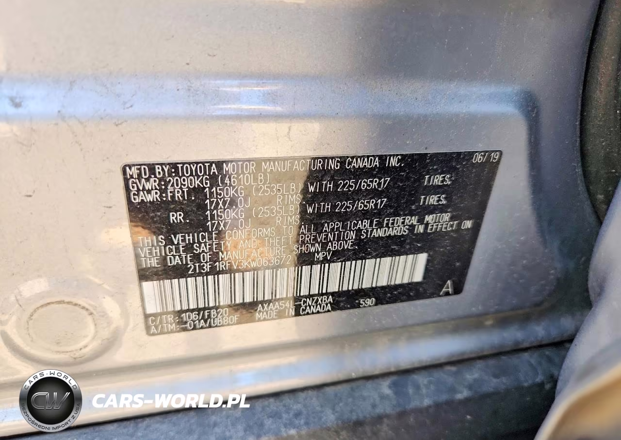 2019 Toyota Rav4 Le VIN:2T3F1RFV3KW063672 - 12