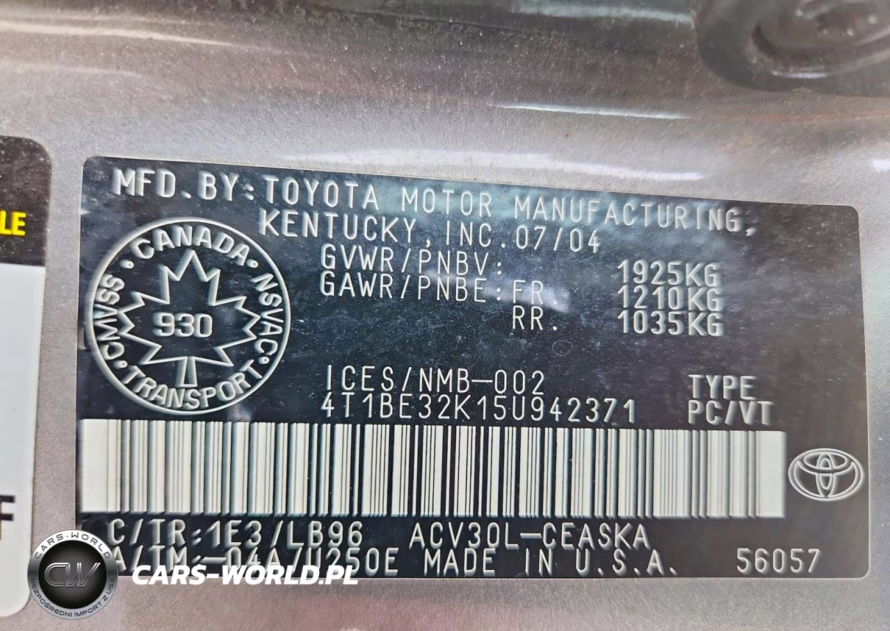 2005 Toyota Camry Standard VIN:4T1BE32K15U942371 - 12