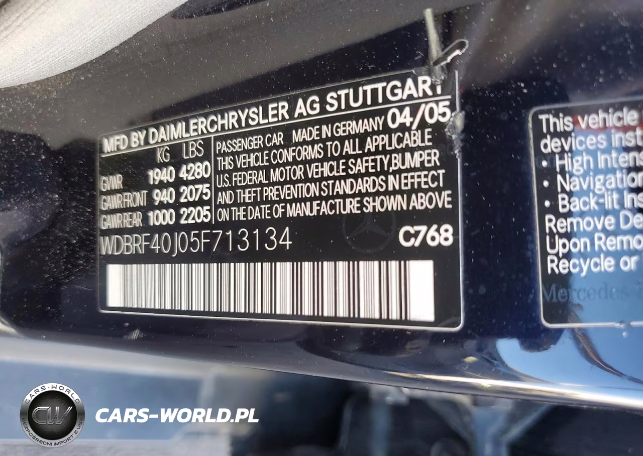2005 Mercedes-Benz C 230K Sport Sedan VIN:WDBRF40J05F713134 - 13