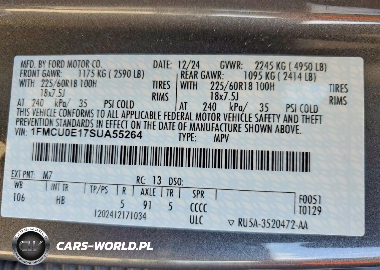 2025 Ford Escape VIN:1FMCU0E17SUA55264 - 14
