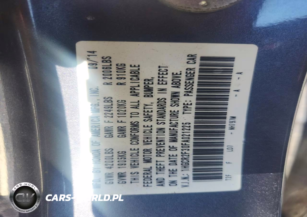 2015 Honda Accord Lx VIN:1HGCR2F30FA021225 - 12