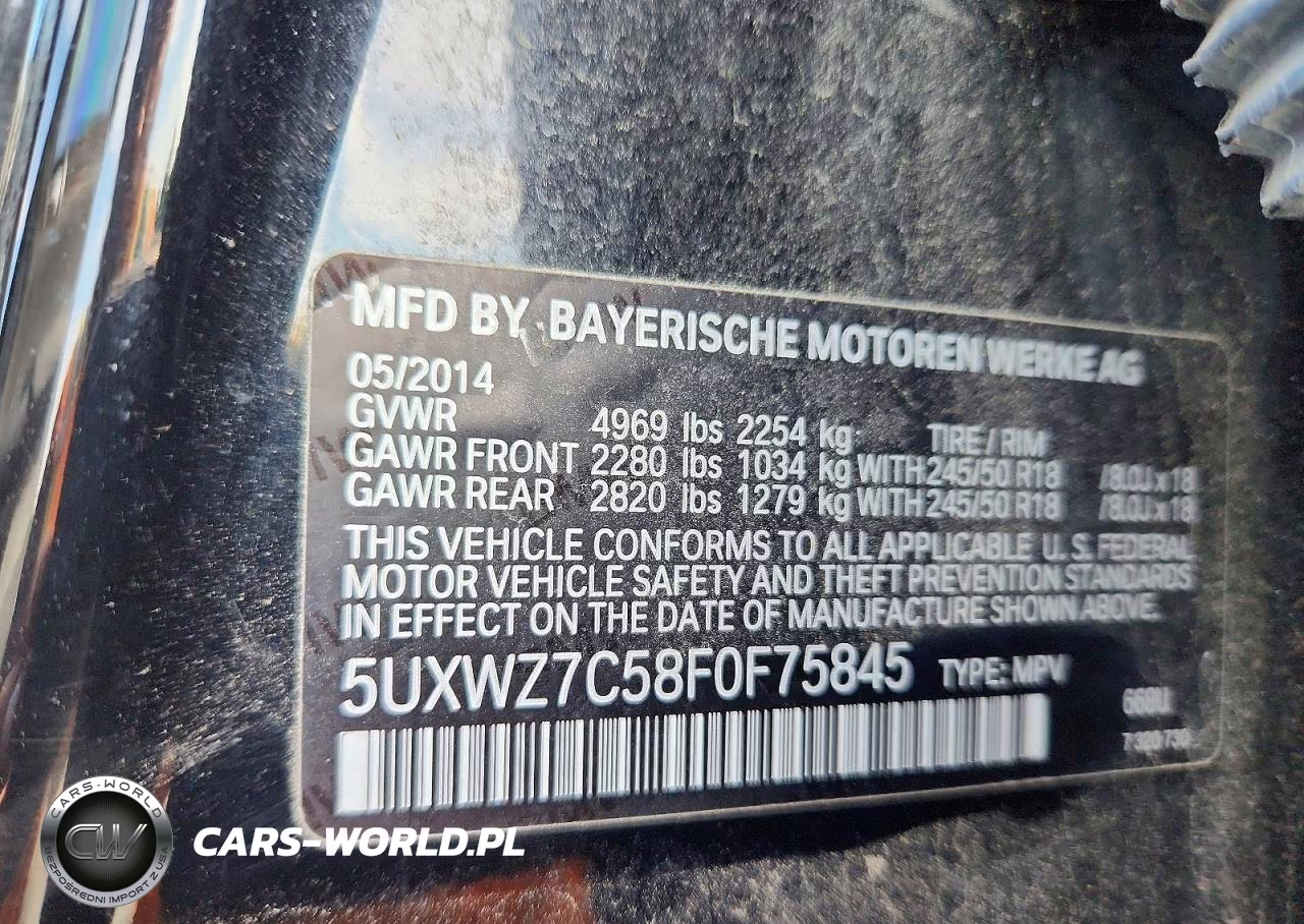 2015 BMW X3 Sdrive28I VIN:5UXWZ7C58F0F75845 - 13