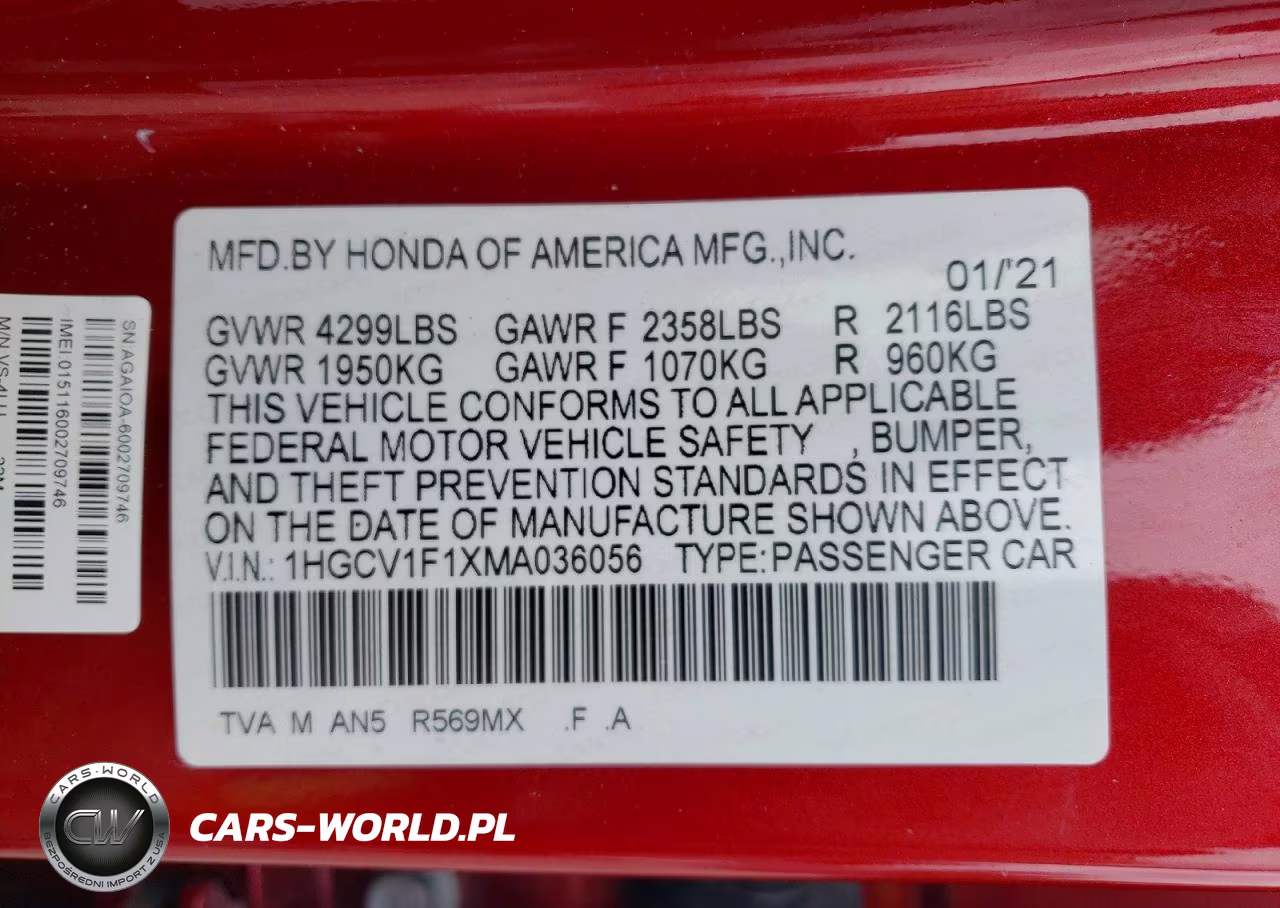 2021 Honda Accord Lx VIN:1HGCV1F1XMA036056 - 12