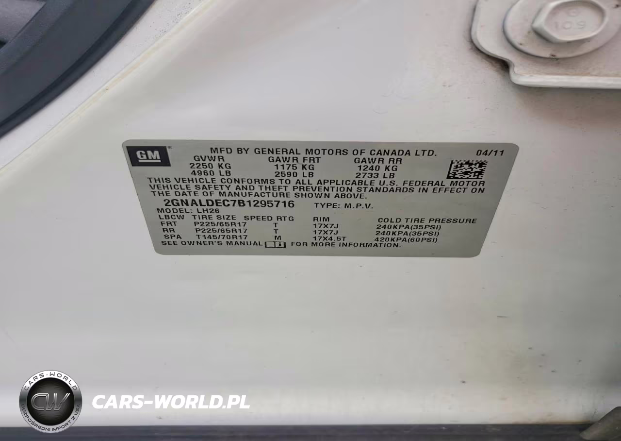 2011 Chevrolet Equinox Lt VIN:2GNALDEC7B1295716 - 13